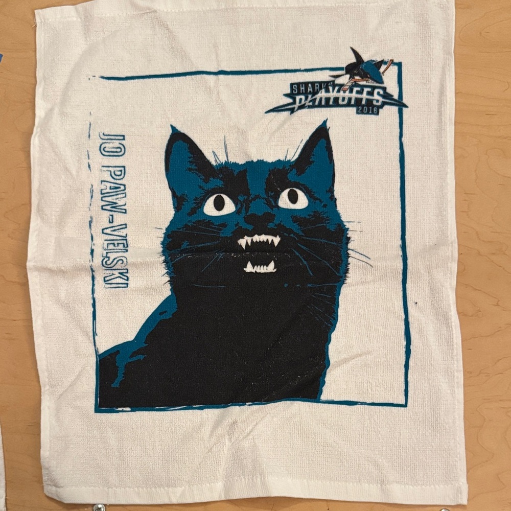 Sharks Playoffs Cat Towel - Black and White
